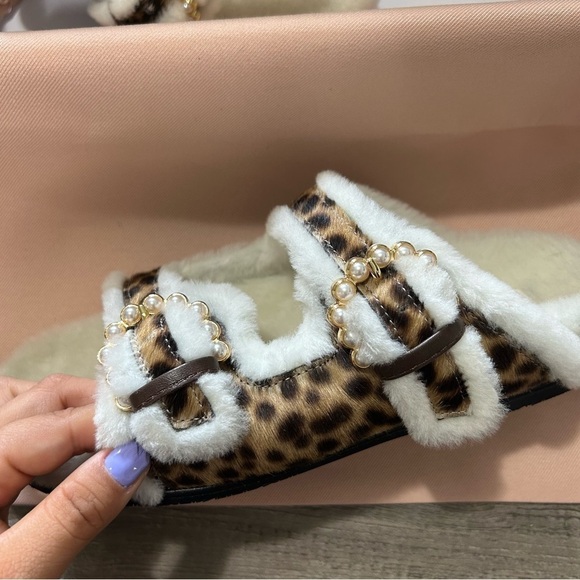 Stuart Weitzman Piper Chill Slide Sandals Cheetah CalfHair Fur New NWT - Picture 7 of 13